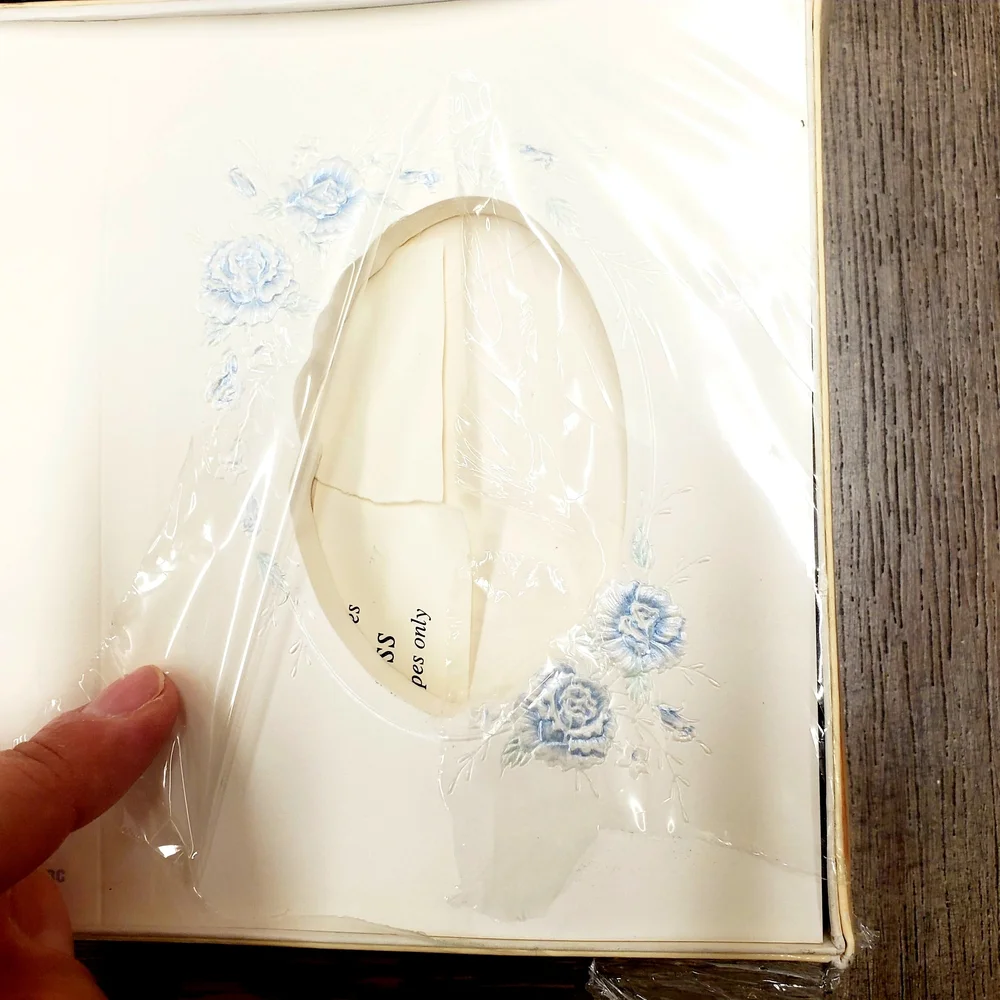 PARAMOUNT Vellum Announcements Blue Roses Oval Window 50 Wedding Invitations